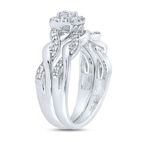 Load image into Gallery viewer, 10kt White Gold Womens Princess Diamond Bridal Wedding Engagement Ring Band Set 1/3 Cttw
