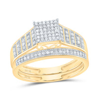 Load image into Gallery viewer, 10kt Yellow Gold Womens Round Diamond Rectangle Cluster Bridal Wedding Engagement Ring 1/4 Cttw
