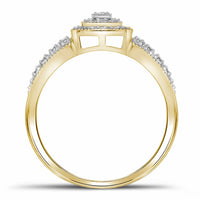 Load image into Gallery viewer, 10kt Yellow Gold Womens Round Diamond Square Cluster Bridal Wedding Engagement Ring 1/6 Cttw
