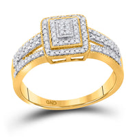 Load image into Gallery viewer, 10kt Yellow Gold Womens Round Diamond Square Cluster Bridal Wedding Engagement Ring 1/6 Cttw
