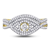 Load image into Gallery viewer, 10kt Yellow Gold Womens Round Diamond Twist Bridal Wedding Engagement Ring Band Set 1/2 Cttw
