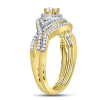 Load image into Gallery viewer, 10kt Yellow Gold Womens Round Diamond Twist Bridal Wedding Engagement Ring Band Set 1/2 Cttw
