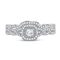 Load image into Gallery viewer, 10kt White Gold Womens Princess Diamond Bridal Wedding Engagement Ring Band Set 1/3 Cttw
