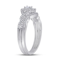Load image into Gallery viewer, 10kt White Gold Womens Princess Diamond Bridal Wedding Engagement Ring Band Set 1/3 Cttw
