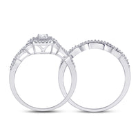 Load image into Gallery viewer, 10kt White Gold Womens Princess Diamond Bridal Wedding Engagement Ring Band Set 1/3 Cttw
