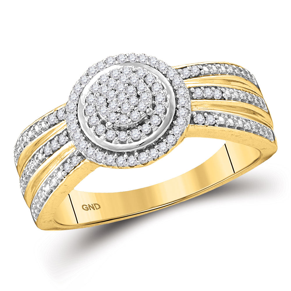 10kt Yellow Gold Womens Round Diamond Cluster Bridal Wedding Engagement Ring 1/5 Cttw