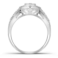 Load image into Gallery viewer, 10kt White Gold Womens Diamond Cluster 3-Piece Bridal Wedding Engagement Ring Band Set 1/3 Cttw
