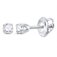 Load image into Gallery viewer, 14kt White Gold Girls Infant Round Diamond Solitaire Stud Earrings 1/12 Cttw
