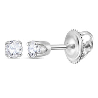 Load image into Gallery viewer, 14kt White Gold Girls Infant Round Diamond Solitaire Stud Earrings 1/12 Cttw
