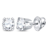 Load image into Gallery viewer, 14kt White Gold Unisex Round Diamond Solitaire Stud Earrings 3/8 Cttw
