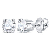 Load image into Gallery viewer, 14kt White Gold Unisex Round Diamond Solitaire Stud Earrings 3/8 Cttw
