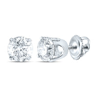 Load image into Gallery viewer, 14kt White Gold Unisex Round Diamond Solitaire Stud Earrings 1.00 Cttw
