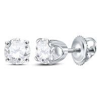 Load image into Gallery viewer, 14kt White Gold Unisex Round Diamond Solitaire Stud Earrings 5/8 Cttw
