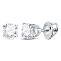 Load image into Gallery viewer, 14kt White Gold Unisex Round Diamond Solitaire Stud Earrings 5/8 Cttw
