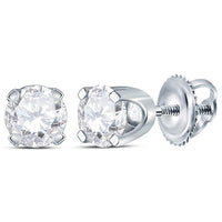 Load image into Gallery viewer, 14kt White Gold Unisex Round Diamond Solitaire Stud Earrings 1/2 Cttw

