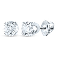 Load image into Gallery viewer, 14kt White Gold Unisex Round Diamond Solitaire Stud Earrings 1/4 Cttw
