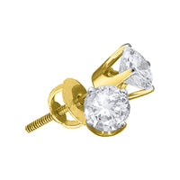 Load image into Gallery viewer, 14kt Yellow Gold Unisex Round Diamond Solitaire Stud Earrings 1/4 Cttw
