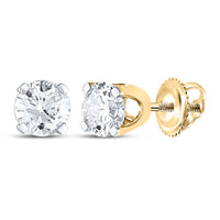 Load image into Gallery viewer, 14kt Yellow Gold Unisex Round Diamond Solitaire Stud Earrings 1/4 Cttw
