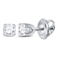 Load image into Gallery viewer, 14kt White Gold Child Infant Round Diamond Solitaire Stud Earrings 1/6 Cttw
