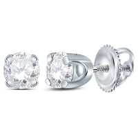Load image into Gallery viewer, 14kt White Gold Unisex Round Diamond Solitaire Stud Earrings 1/4 Cttw
