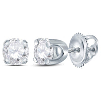 Load image into Gallery viewer, 14kt White Gold Unisex Round Diamond Solitaire Stud Earrings 1/4 Cttw
