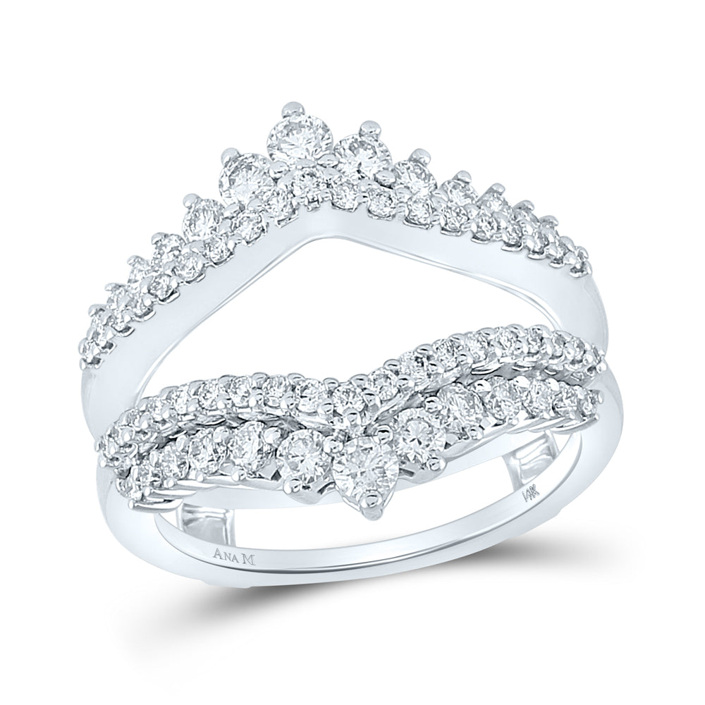 14kt White Gold Womens Round Diamond Wrap Ring Guard Enhancer Wedding Band 1.00 Cttw