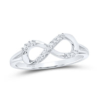 Load image into Gallery viewer, 10kt White Gold Womens Round Diamond Infinity Fashion Ring 1/12 Cttw
