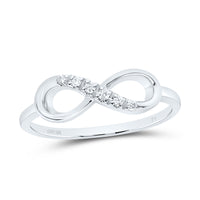 Load image into Gallery viewer, 10kt White Gold Womens Round Diamond Infinity Band Ring 1/20 Cttw
