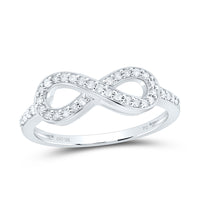 Load image into Gallery viewer, 10kt White Gold Womens Round Pave-set Diamond Infinity Ring 1/5 Cttw
