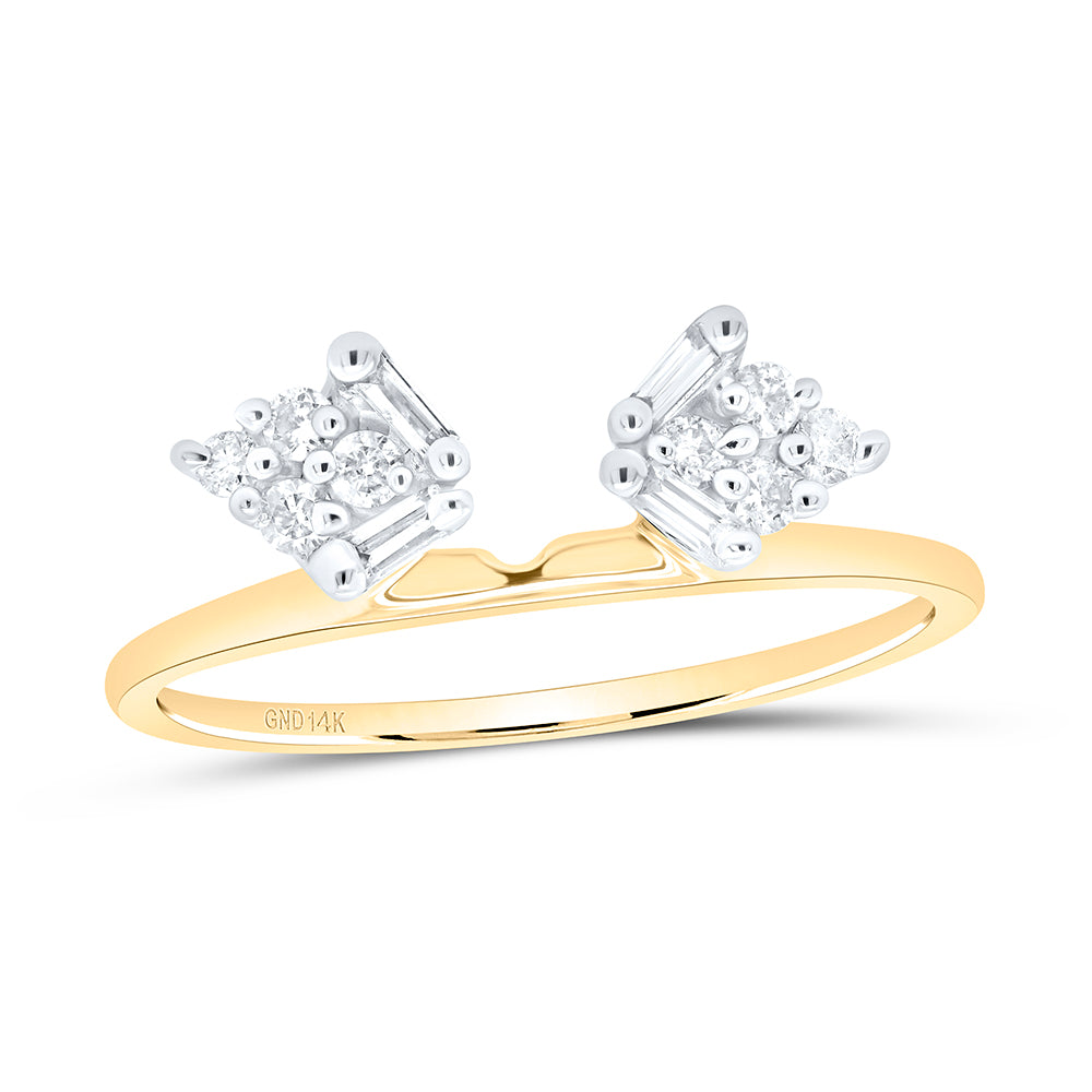 14kt Yellow Gold Womens Baguette Diamond Ring Guard Wrap Solitaire Enhancer 1/4 Cttw