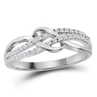 Load image into Gallery viewer, 10kt White Gold Womens Round Diamond Crossover Band Ring 1/5 Cttw

