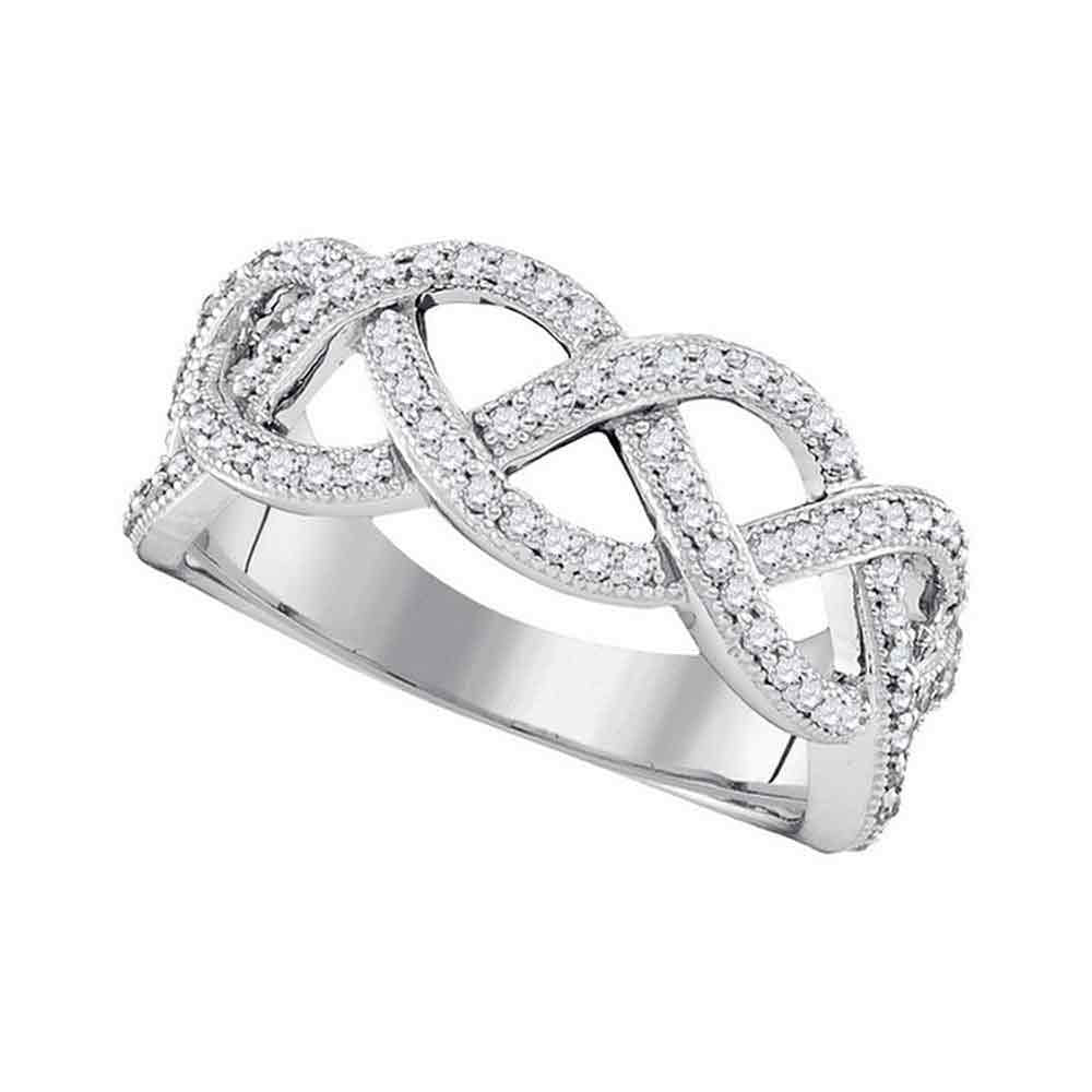 10kt Yellow Gold Womens Round Diamond Woven Band Ring 1/2 Cttw