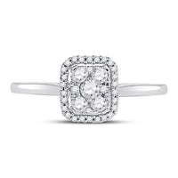 Load image into Gallery viewer, 10kt White Gold Womens Round Diamond Square Cluster Ring 1/3 Cttw
