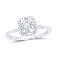 Load image into Gallery viewer, 10kt White Gold Womens Round Diamond Square Cluster Ring 1/3 Cttw

