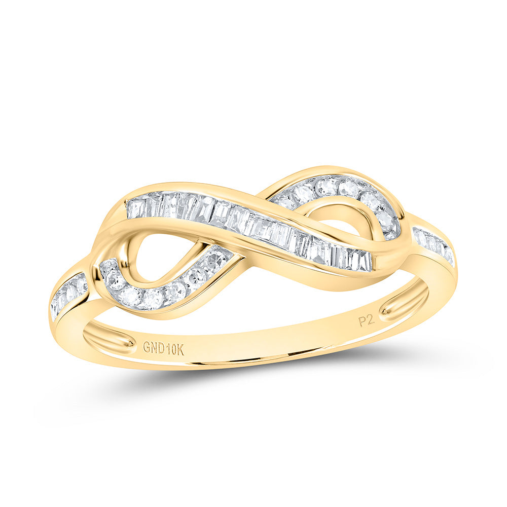 10kt Yellow Gold Womens Round Diamond Fashion Infinity Ring 1/5 Cttw
