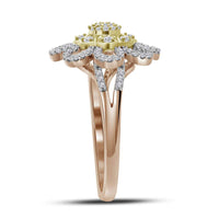 Load image into Gallery viewer, 10kt Rose Gold Womens Round Diamond Flower Fashion Ring 1/3 Cttw
