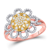 Load image into Gallery viewer, 10kt Rose Gold Womens Round Diamond Flower Fashion Ring 1/3 Cttw
