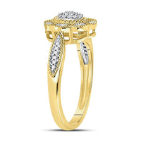 Load image into Gallery viewer, 10kt Yellow Gold Womens Round Diamond Milgrain Cable Cluster Ring 1/8 Cttw
