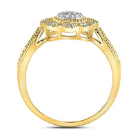 Load image into Gallery viewer, 10kt Yellow Gold Womens Round Diamond Milgrain Cable Cluster Ring 1/8 Cttw

