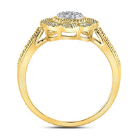 Load image into Gallery viewer, 10kt Yellow Gold Womens Round Diamond Milgrain Cable Cluster Ring 1/8 Cttw
