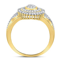 Load image into Gallery viewer, 10kt Yellow Gold Womens Round Diamond Concentric Teardrop Cluster Ring 1/4 Cttw
