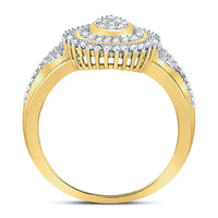 Load image into Gallery viewer, 10kt Yellow Gold Womens Round Diamond Concentric Teardrop Cluster Ring 1/4 Cttw
