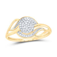 Load image into Gallery viewer, 10kt Yellow Gold Womens Round Diamond Cluster Ring 1/6 Cttw
