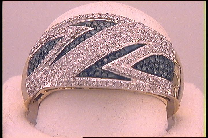 10kt Yellow Gold Womens Color Enhanced Blue Diamond Band 1/2 Cttw