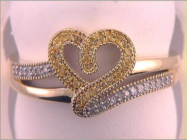 1/8CTW-DIA YELLOW MICRO-PAVE HEART RING