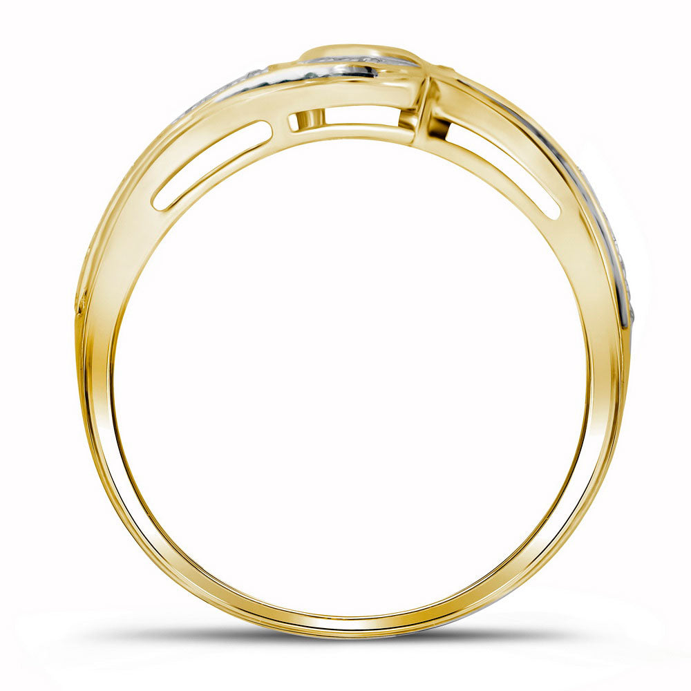 10kt Yellow Gold Womens Baguette Blue Color Enhanced Diamond Fashion Ring 5/8 Cttw