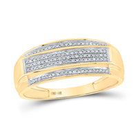 Load image into Gallery viewer, 10kt Yellow Gold His &amp; Hers Round Diamond Rectangle Cluster Matching Bridal Wedding Ring Band Set 3/4 Cttw
