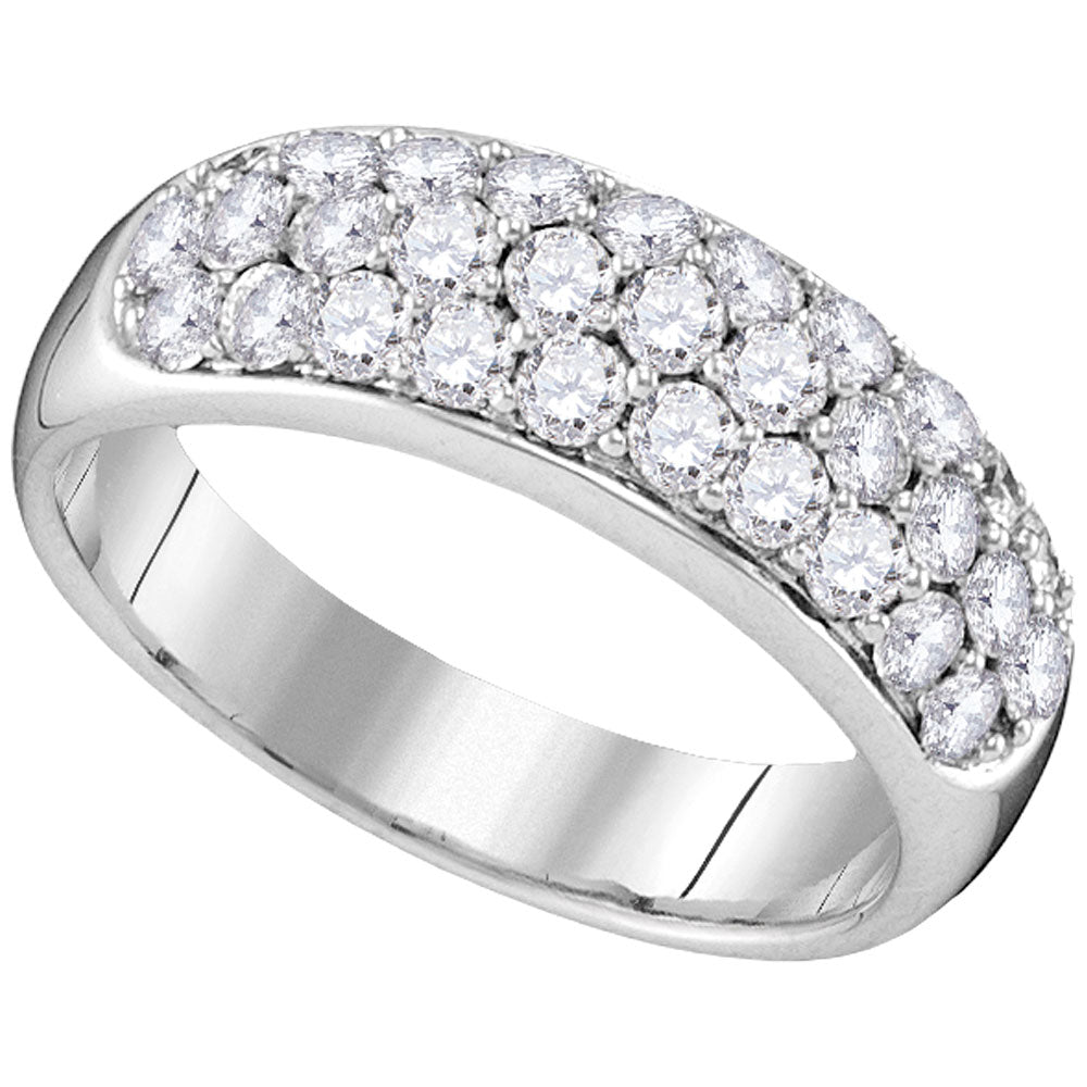 14kt White Gold Womens Round Diamond Triple Row Pave Band Ring 1.00 Cttw