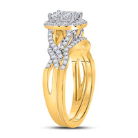 Load image into Gallery viewer, 10kt Yellow Gold Womens Princess Diamond Bridal Wedding Engagement Ring Band Set 1.00 Cttw
