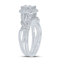 Load image into Gallery viewer, 10kt White Gold Womens Princess Diamond Bridal Wedding Engagement Ring Band Set 1.00 Cttw
